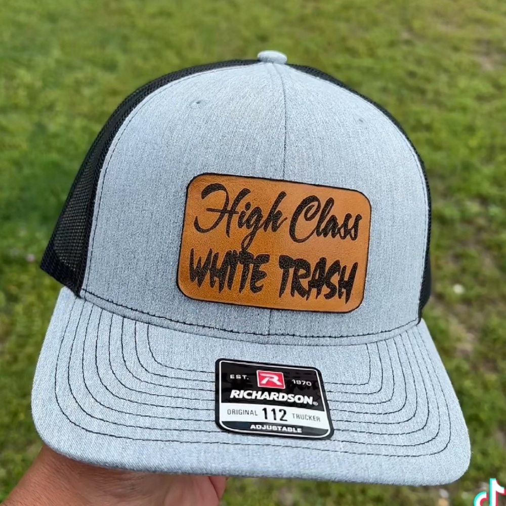 High Class White Trash Leather Patch Hat